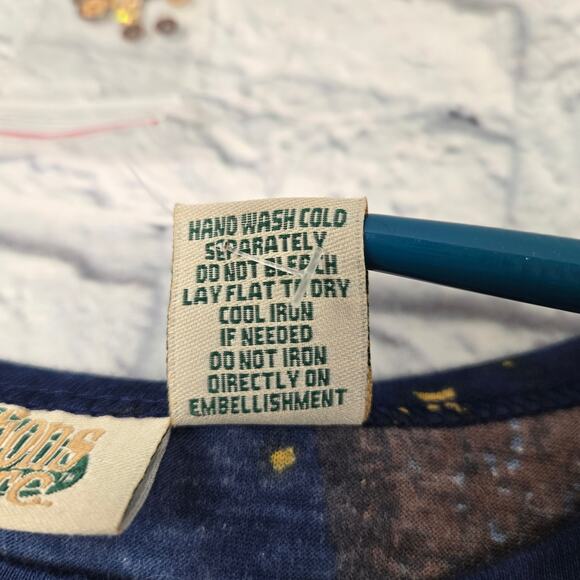 NWOT Collections Etc Top Nativity Stars Navy Long Sleeve Sequins Christmas XL - Picture 6 of 16